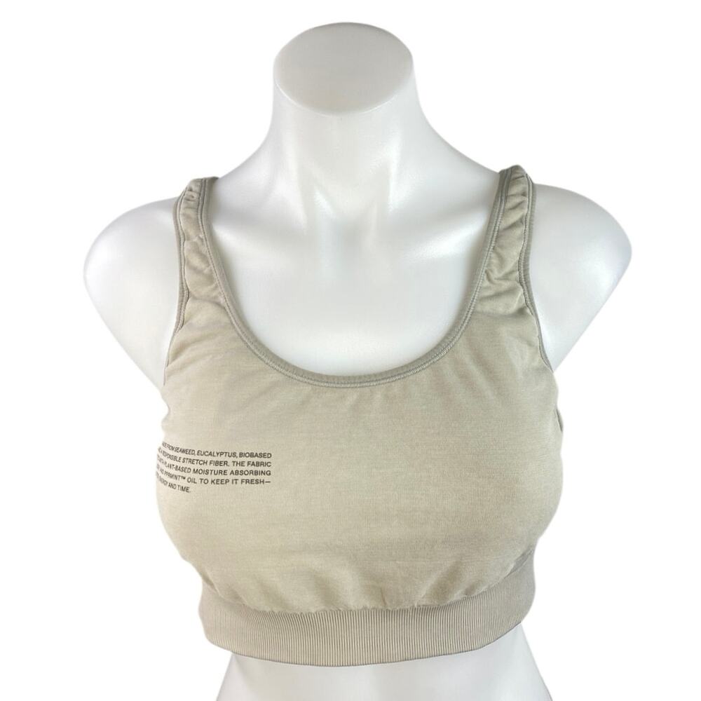 Pangaia Women's Cream Beige Sleeveless Yoga Athletic Sports Bra Crop Top Size XL